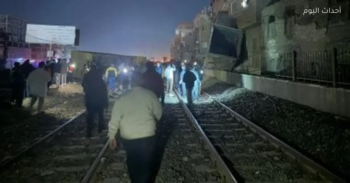 حادث قطار طوخ سقوط حاويات بضائع في منطقة السفاينة