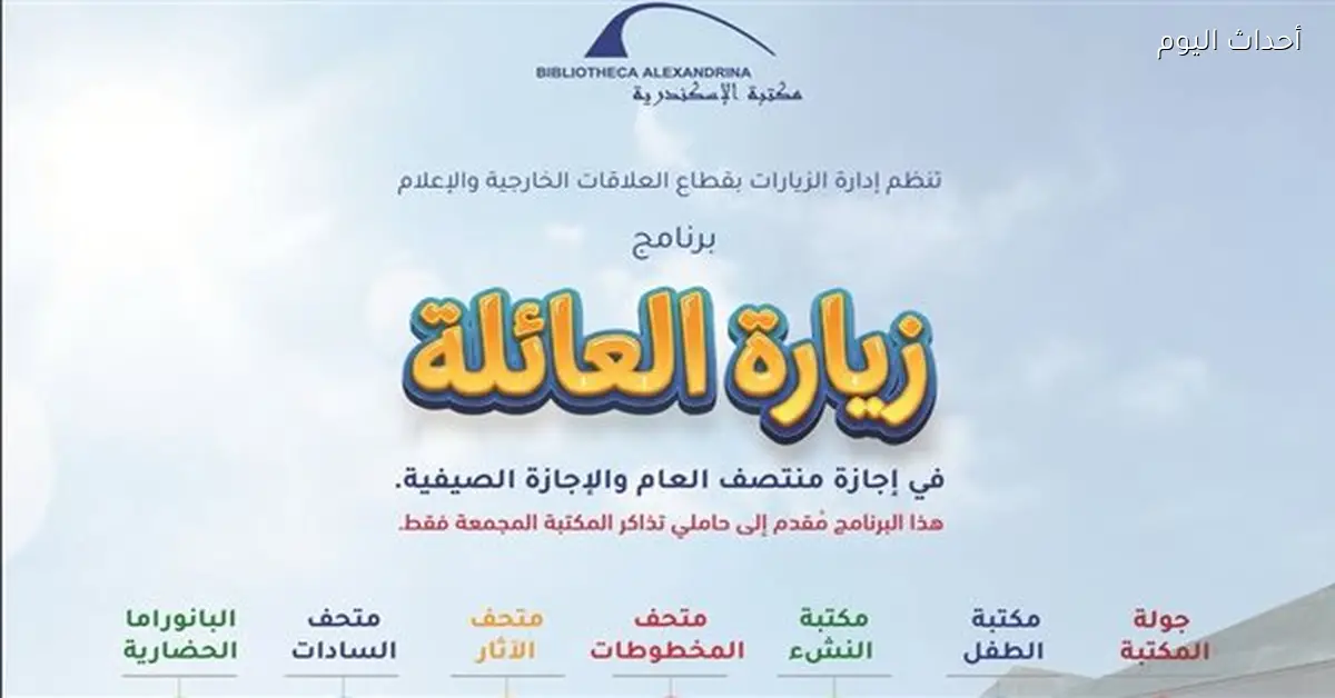 مكتبة الإسكندرية تطلق برنامج زيارة العائلة خلال الإجازة