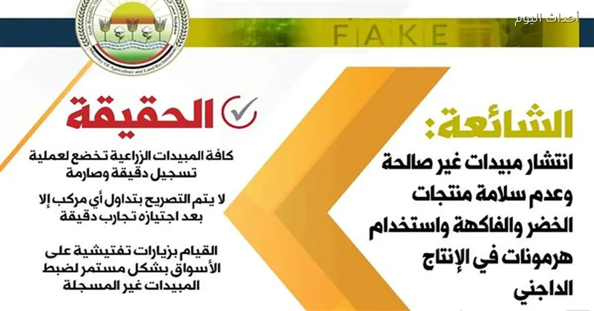 المبيدات الزراعية في الأسواق تخضع لتسجيل دقيق وصارم