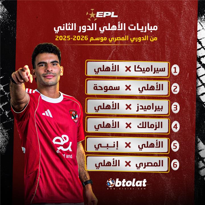 مباريات الأهلي في الدور الثاني من الدوري المصري