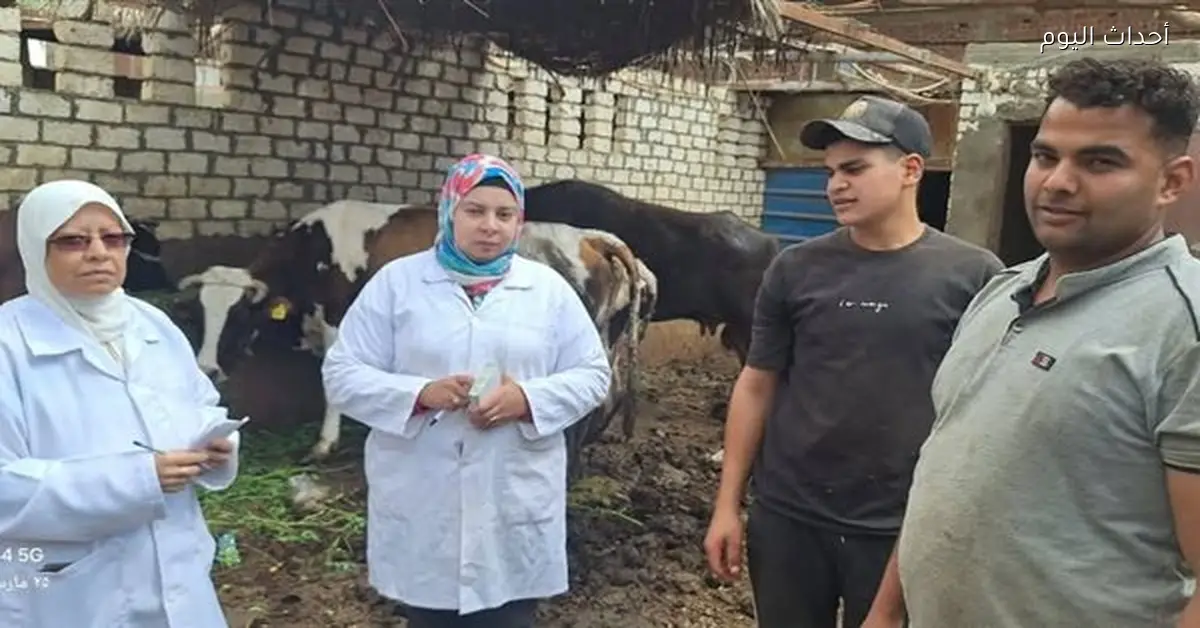 تحصين الحيوانات في قرية الجباليات بالسويس للوقاية من الأمراض