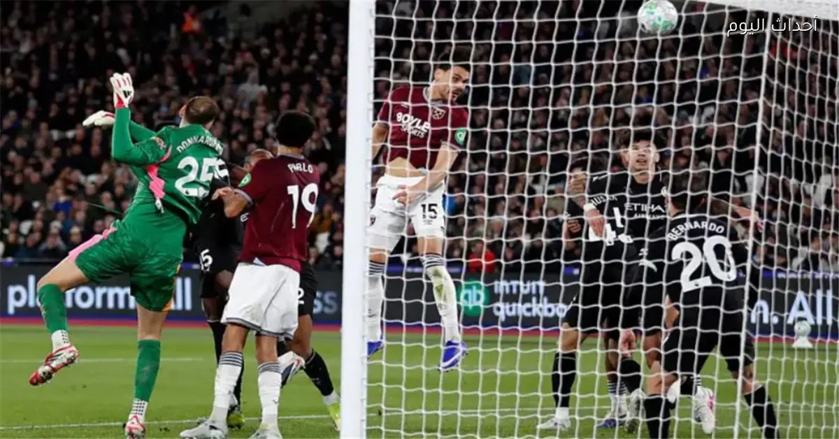 مافروبانوس يسجل هدف التعادل لوست هام ضد مانشستر سيتي